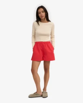 Organic Twill Shorts pour femme – Rouge mandarine