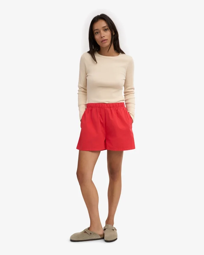 Organic Twill Shorts pour femme - Rouge mandarine