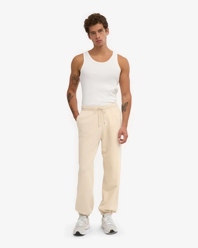 Pantalon de survêtement ample en coton bio - Blanc ivoire