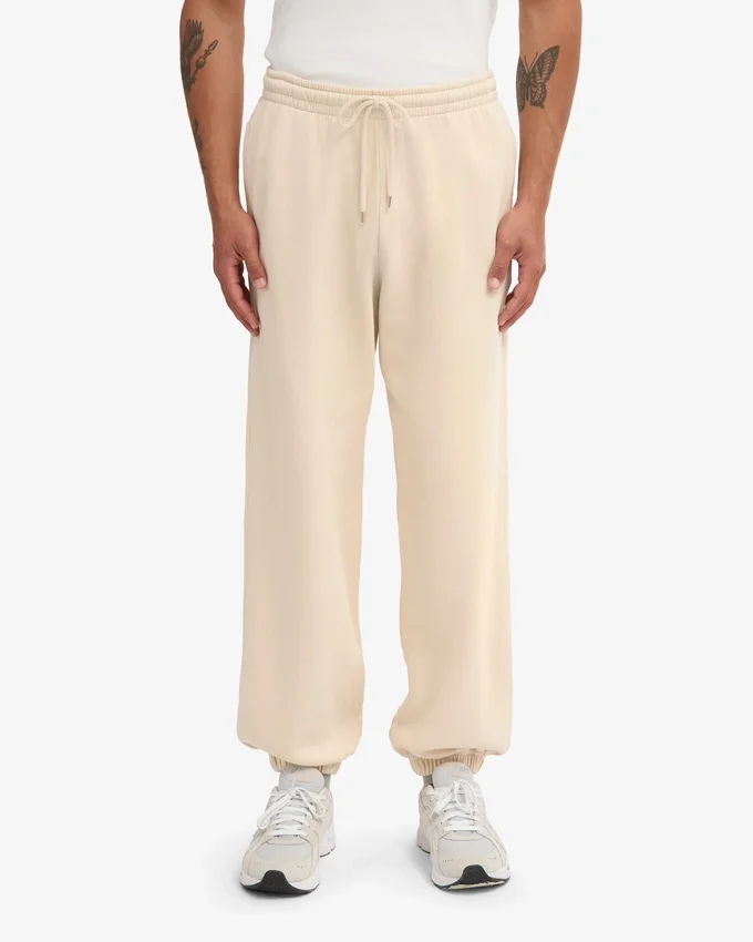 Pantalon de survêtement ample en coton bio - Blanc ivoire