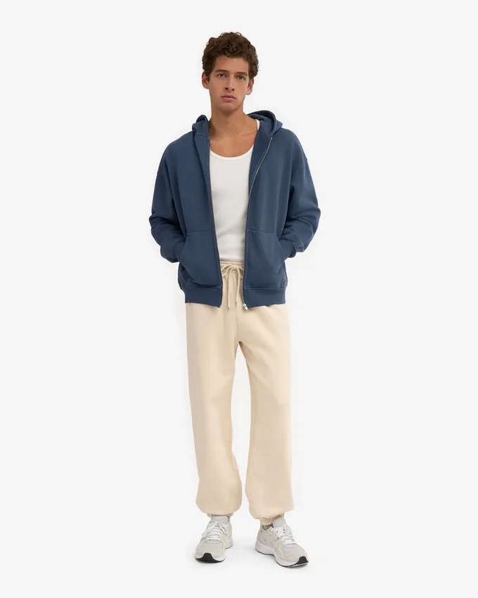 Pantalon de survêtement ample en coton bio - Blanc ivoire