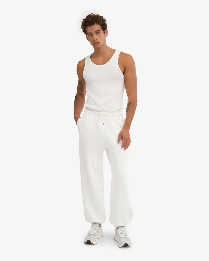 Pantalon de survêtement ample en coton bio - Blanc optique