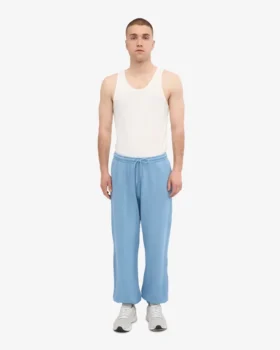 Pantalon de survêtement ample en coton bio – Bleu bord de mer