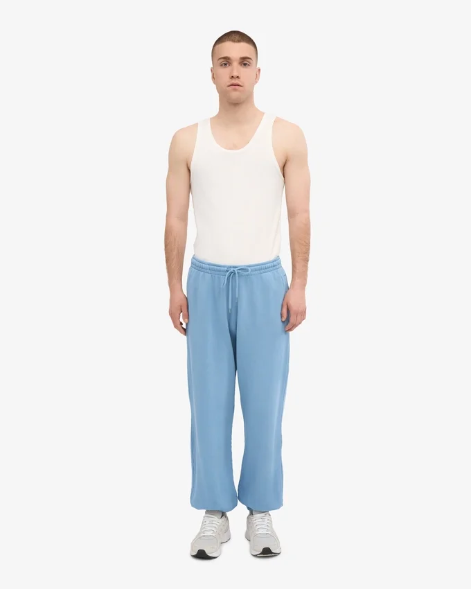 Pantalon de survêtement ample en coton bio - Bleu bord de mer