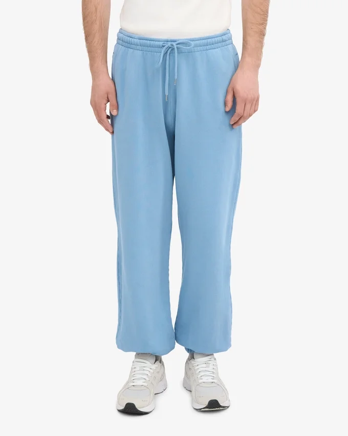 Pantalon de survêtement ample en coton bio - Bleu bord de mer