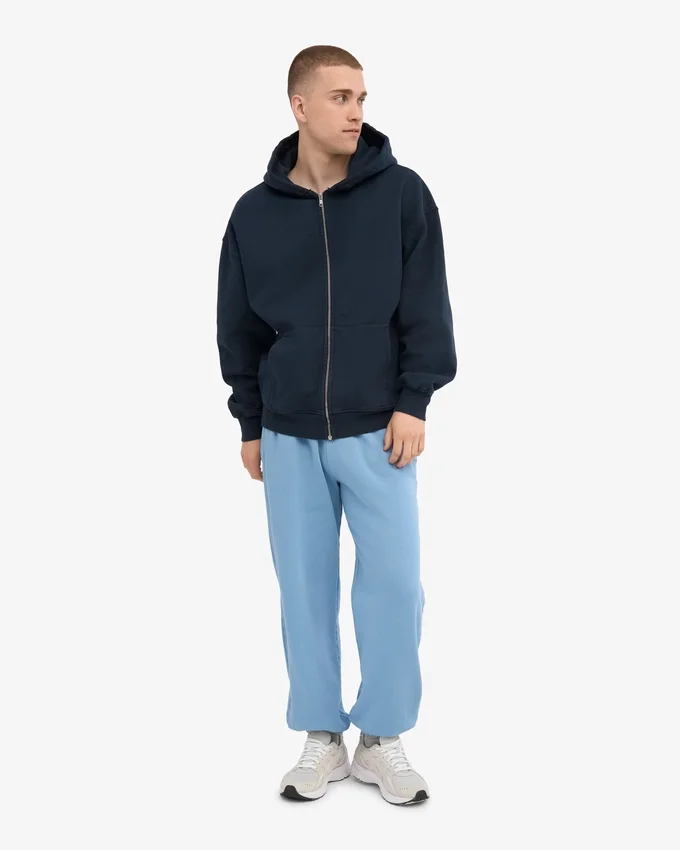 Pantalon de survêtement ample en coton bio - Bleu bord de mer