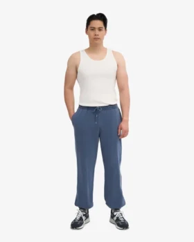 Pantalon de survêtement ample en coton bio – Bleu Neptune