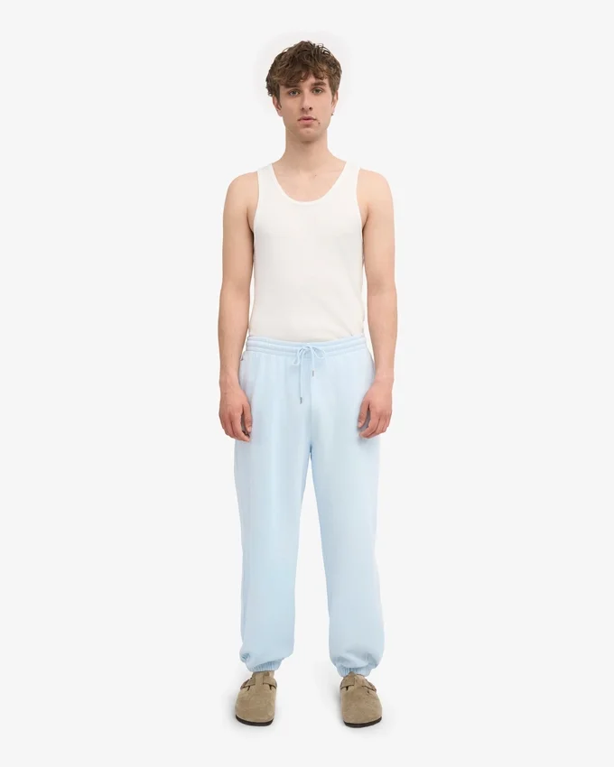 Pantalon de survêtement ample en coton bio - Bleu polaire