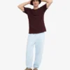 Pantalon de survêtement ample en coton bio - Bleu polaire