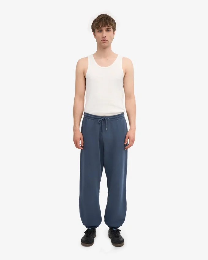 Pantalon de survêtement ample en coton bio - Bleu pétrole