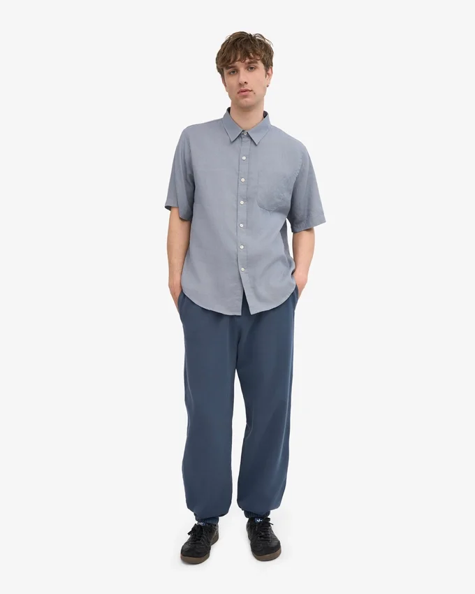 Pantalon de survêtement ample en coton bio - Bleu pétrole