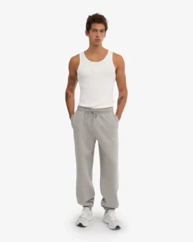 Pantalon de survêtement ample en coton bio – Gris chiné
