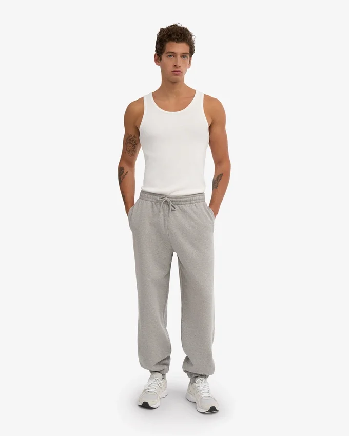 Pantalon de survêtement ample en coton bio - Gris chiné