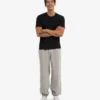 Pantalon de survêtement ample en coton bio - Gris chiné