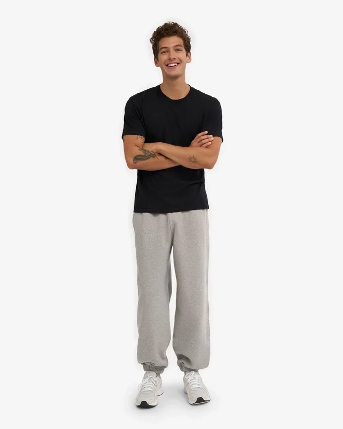 Pantalon de survêtement ample en coton bio - Gris chiné