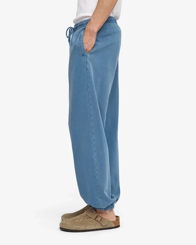 Pantalon de survêtement ample en coton bio - Indigo délavé