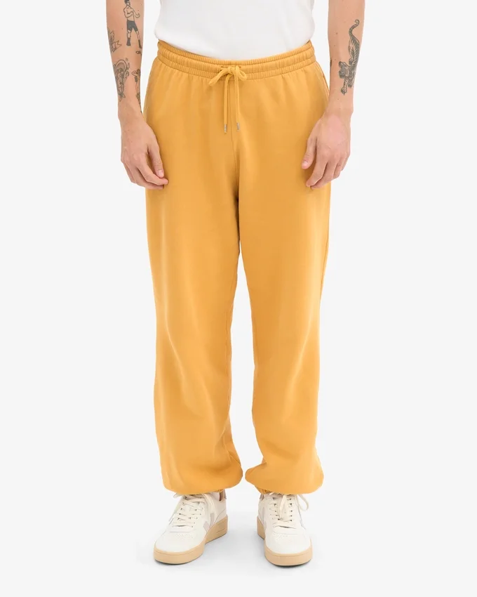 Pantalon de survêtement ample en coton bio - Jaune brûlé