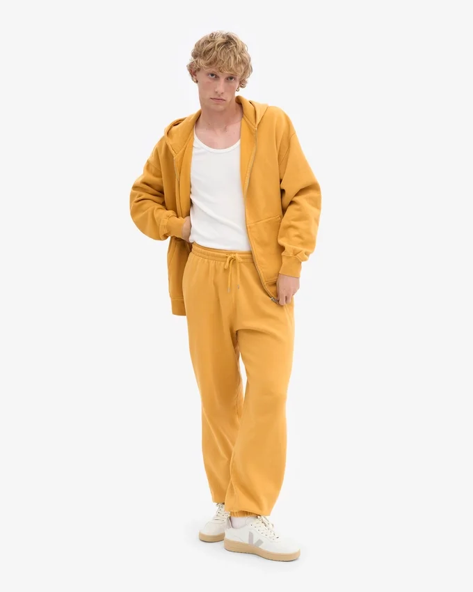 Pantalon de survêtement ample en coton bio - Jaune brûlé