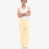 Pantalon de survêtement ample en coton bio - Jaune pâle