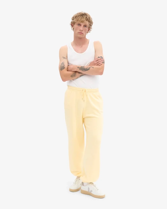Pantalon de survêtement ample en coton bio - Jaune pâle