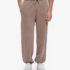 Pantalon de survêtement ample en coton bio - Kaki délavé