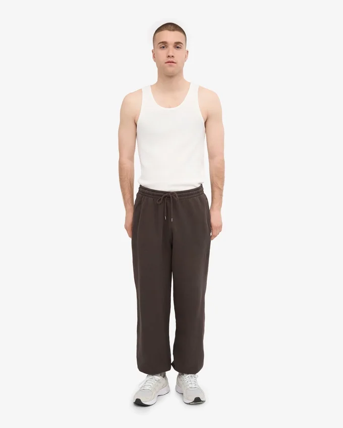 Pantalon de survêtement ample en coton bio - Marron café
