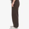 Pantalon de survêtement ample en coton bio - Marron café