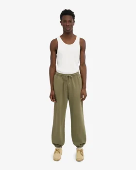 Pantalon de survêtement ample en coton bio – Olive poussiéreuse