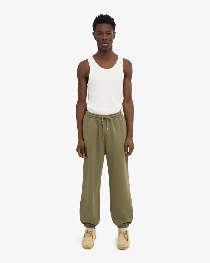 Pantalon de survêtement ample en coton bio – Olive poussiéreuse