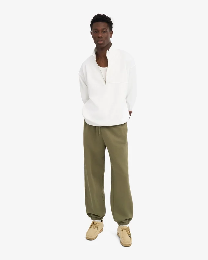 Pantalon de survêtement ample en coton bio – Olive poussiéreuse