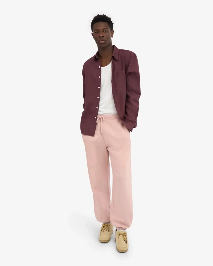 Pantalon de survêtement ample en coton bio - Rose délavé