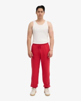 Pantalon de survêtement ample en coton bio – Rouge écarlate