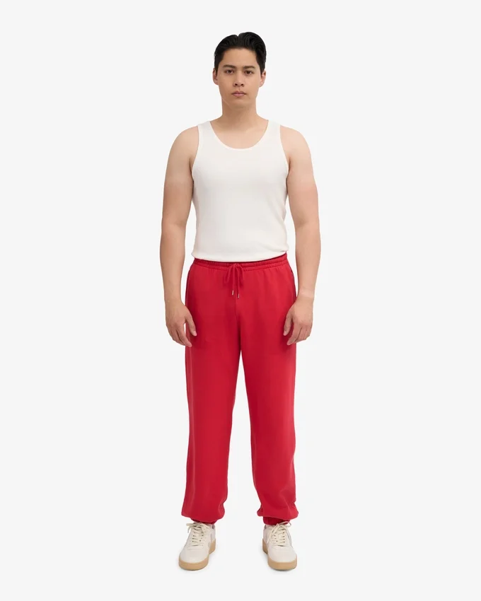 Pantalon de survêtement ample en coton bio - Rouge écarlate