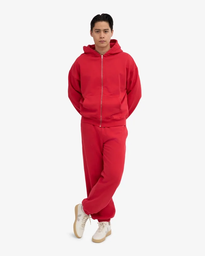 Pantalon de survêtement ample en coton bio - Rouge écarlate