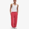 Pantalon de survêtement ample en coton bio - Rouge délavé