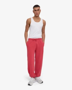 Pantalon de survêtement ample en coton bio – Rouge délavé