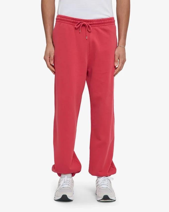 Pantalon de survêtement ample en coton bio - Rouge délavé