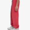 Pantalon de survêtement ample en coton bio - Rouge délavé