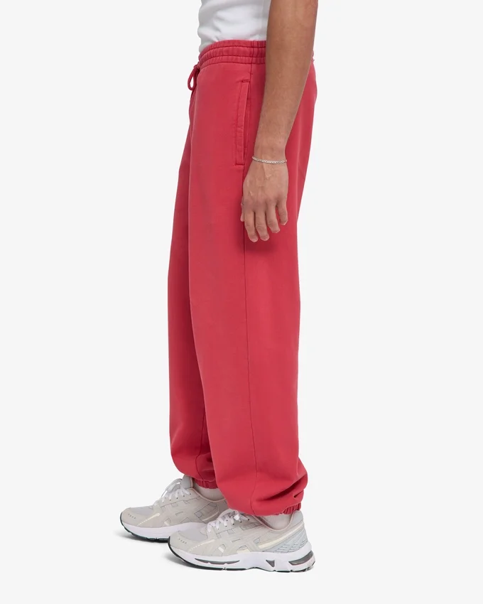 Pantalon de survêtement ample en coton bio - Rouge délavé