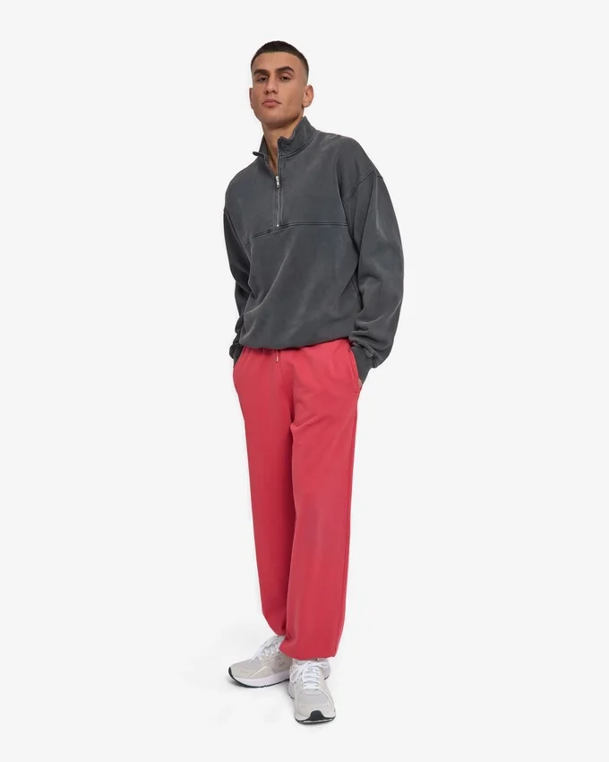 Pantalon de survêtement ample en coton bio - Rouge délavé
