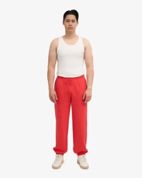 Pantalon de survêtement ample en coton bio – Rouge mandarine