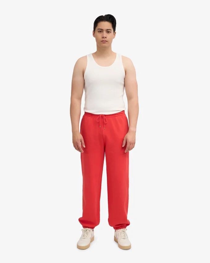 Pantalon de survêtement ample en coton bio - Rouge mandarine