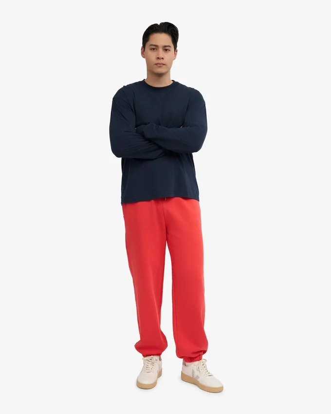 Pantalon de survêtement ample en coton bio - Rouge mandarine