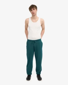 Pantalon de survêtement ample en coton bio – Vert océan