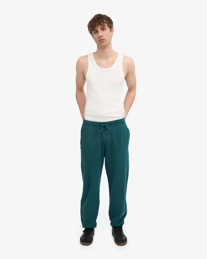 Pantalon de survêtement ample en coton bio - Vert océan