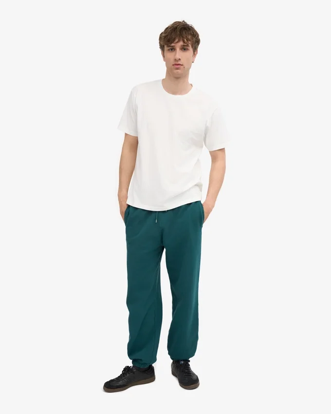 Pantalon de survêtement ample en coton bio - Vert océan