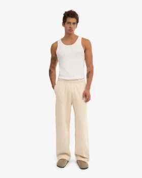 Pantalon de survêtement bio à coupe droite – Blanc ivoire
