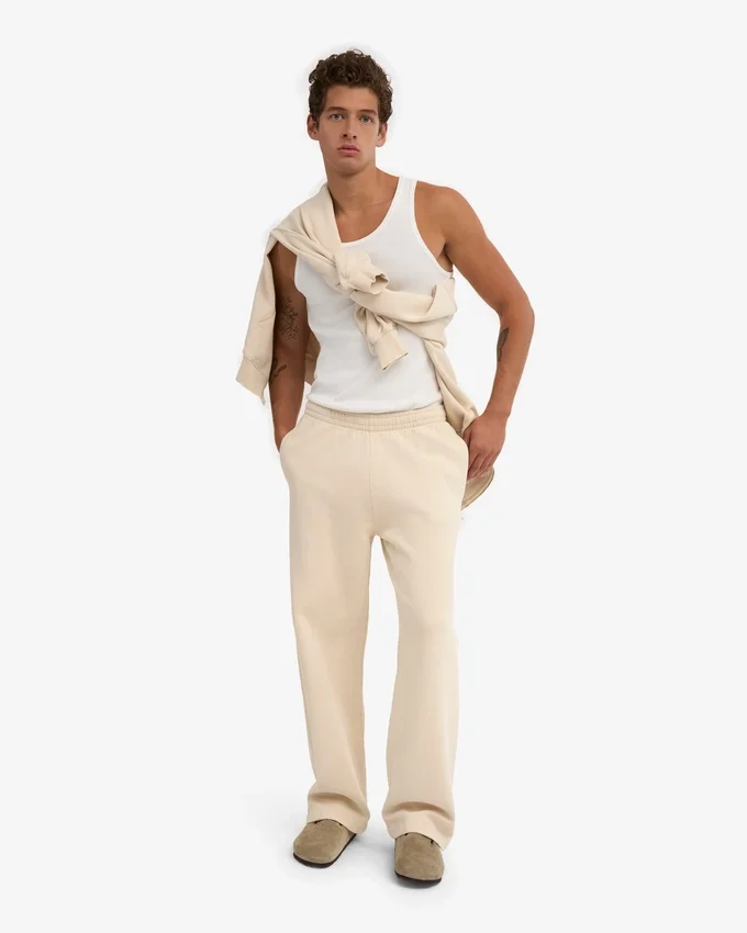 Pantalon de survêtement bio à coupe droite - Blanc ivoire