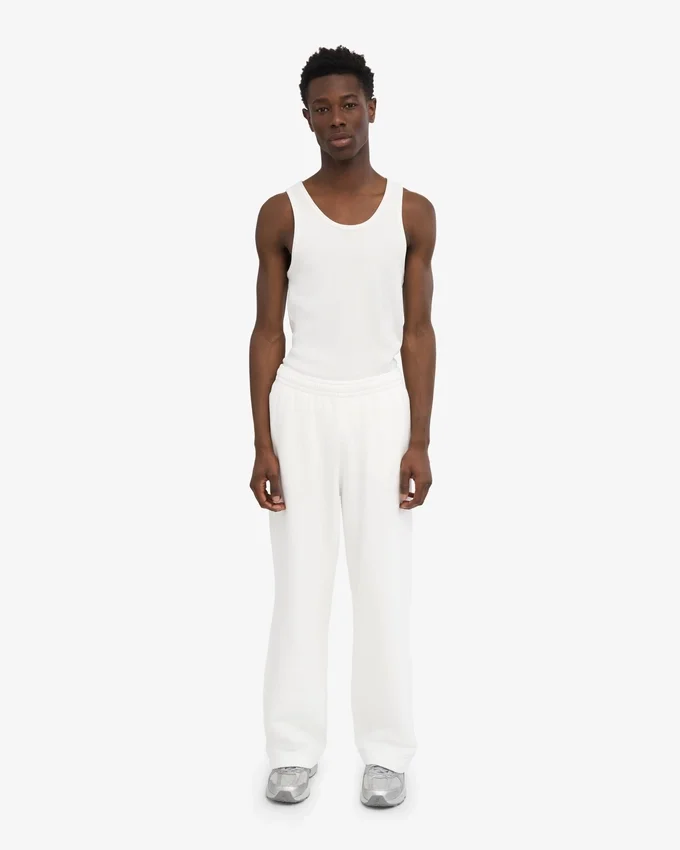 Pantalon de survêtement bio à coupe droite - Blanc optique