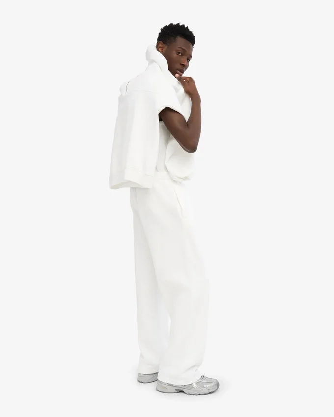 Pantalon de survêtement bio à coupe droite - Blanc optique